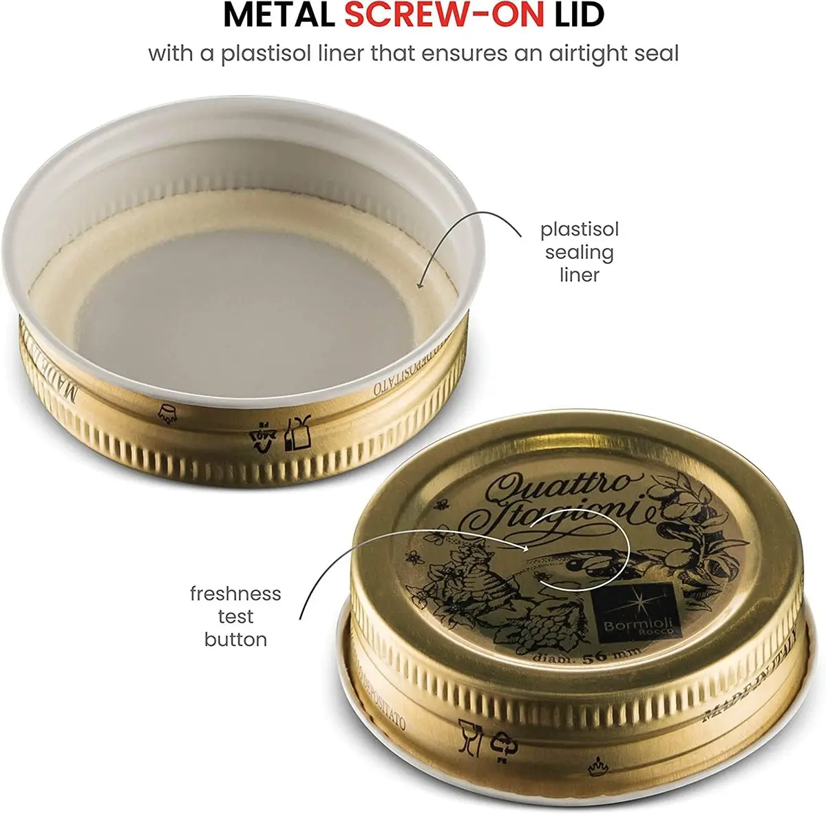 Bormioli Rocco Quattro Stagioni Extra Lids 56mm (2.2 Inch) | 3-Pack Replacement Sealing Tops for Home Canning Jars - view 4