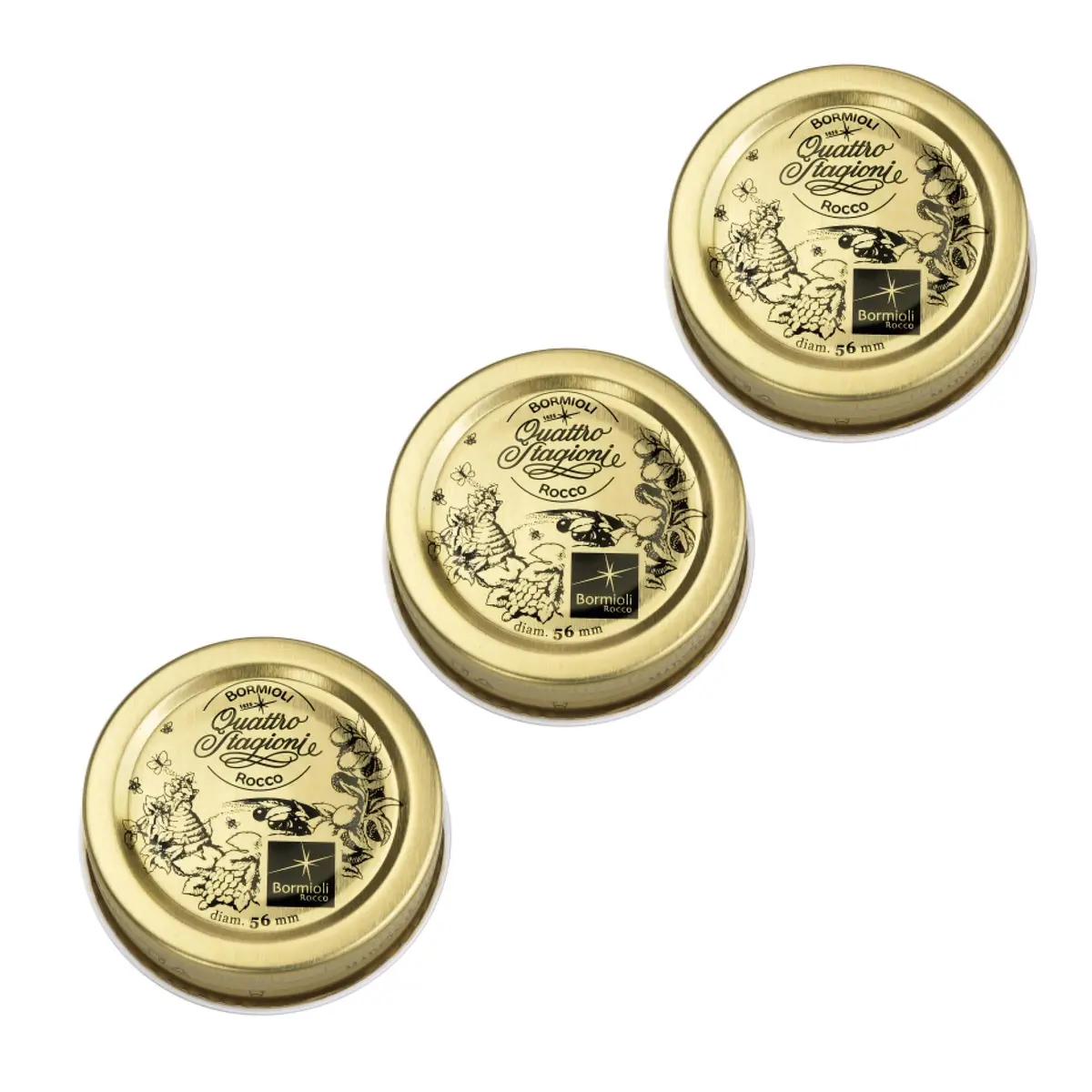 Bormioli Rocco Quattro Stagioni Extra Lids 56mm (2.2 Inch) | 3-Pack Replacement Sealing Tops for Home Canning Jars - main product image