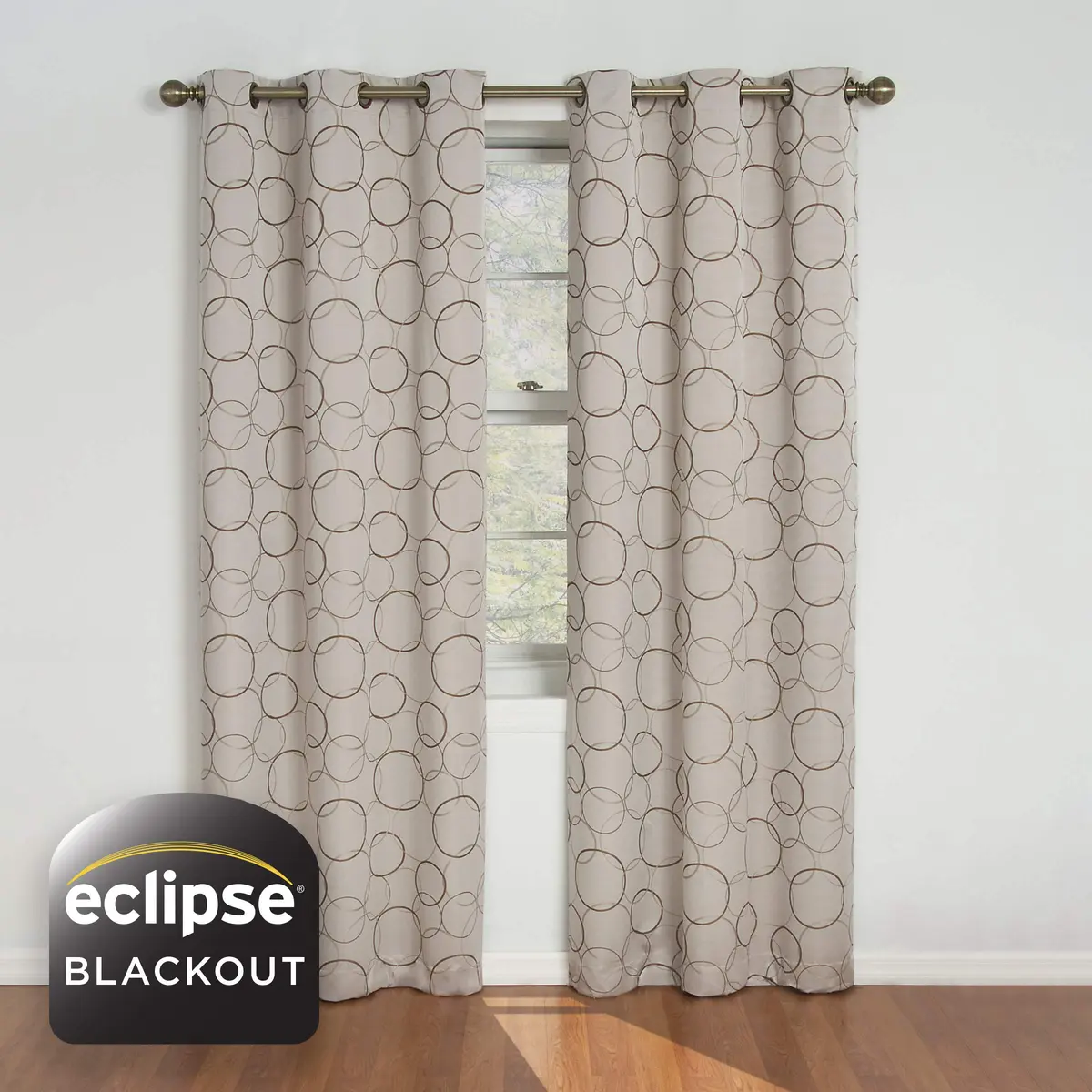 ECLIPSE Meridian Blackout Thermal Grommet Window Curtain 42 in x 84 in Linen | Modern Noise & Light Blocker - view 2