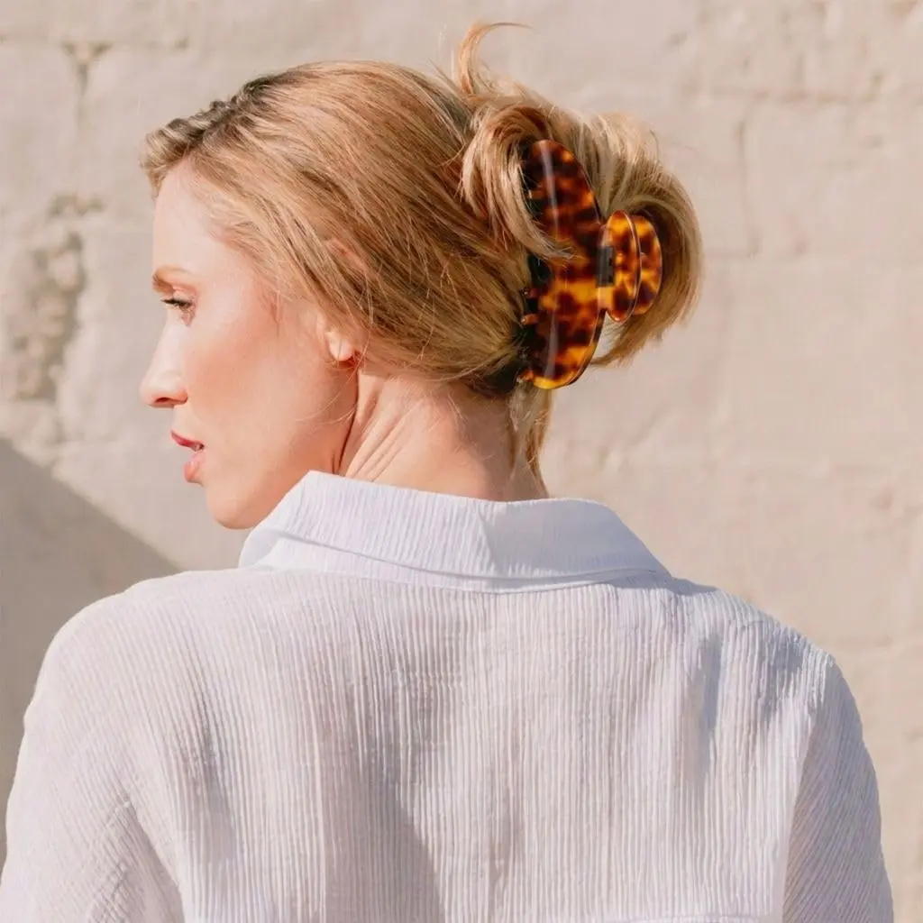 France Luxe Jumbo Couture Claw Clip for Women, Tortoise | Strong Spring-Loaded Grip for Thick Hair - view 2