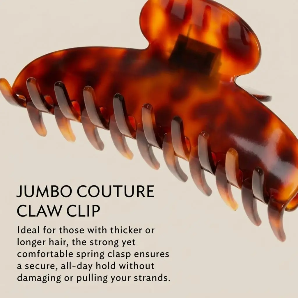 France Luxe Jumbo Couture Claw Clip for Women, Tortoise | Strong Spring-Loaded Grip for Thick Hair - view 4