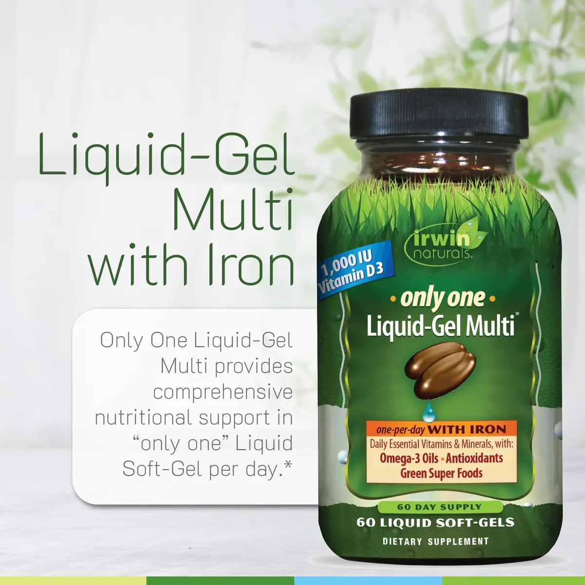 Irwin Naturals Only One Daily Multivitamin with Iron | 60 Softgels for Complete Daily Nutrition Support - view 5