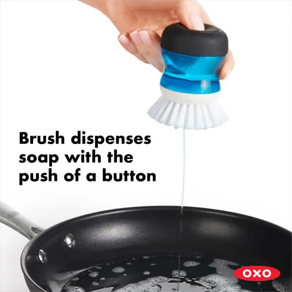 OXO Good Grips Soap Dispensing Palm Brush Storage Set | Easy Soap Dispensing for Kitchen Cleaning - view 2