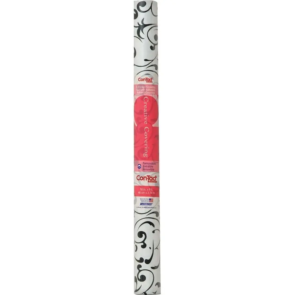 Con-Tact Brand Creative Covering Virtu Black Shelf Liner 28 cm (11 in) | Durable Vinyl Drawer Liner - main product image