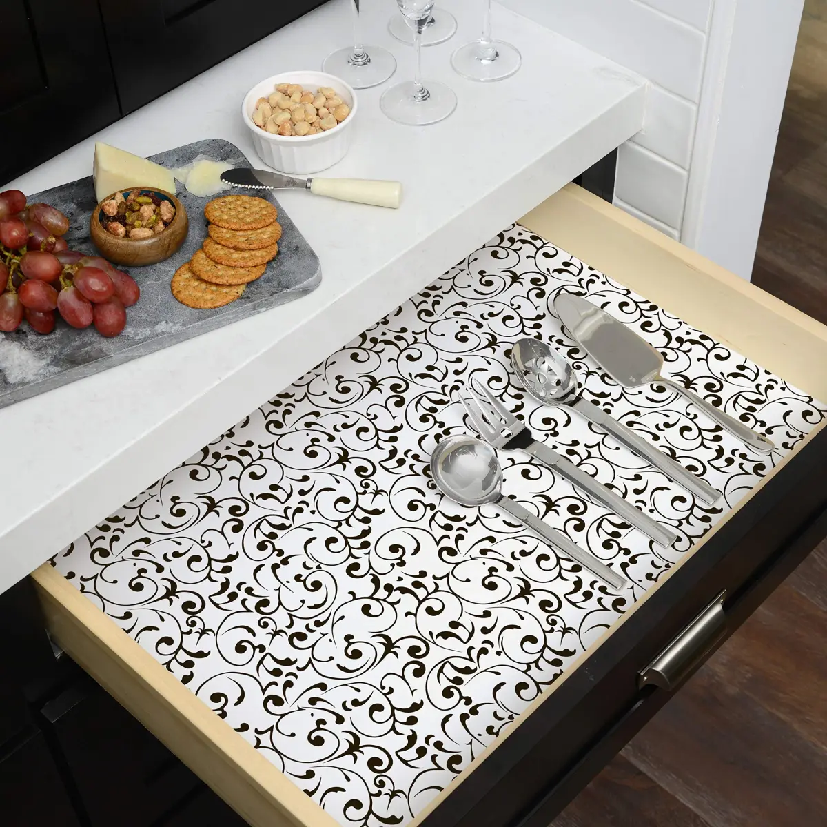 Con-Tact Brand Creative Covering Virtu Black Shelf Liner 28 cm (11 in) | Durable Vinyl Drawer Liner - view 5