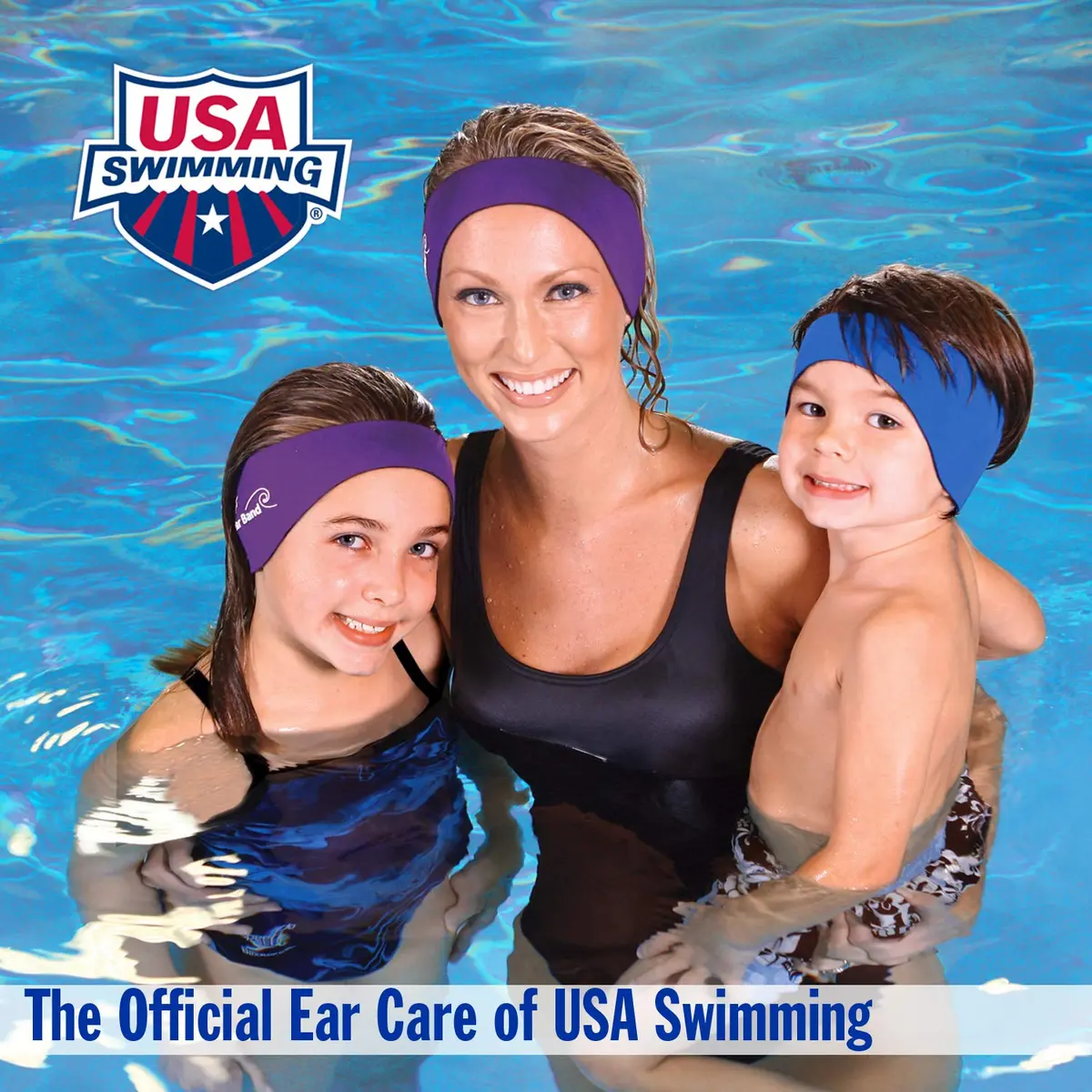 Mack's Swimming Headband – Doctor Recommended Neoprene Ear Band for Water Sports – Adjustable Fit for Kids to Adults – Blue/Purple - view 3
