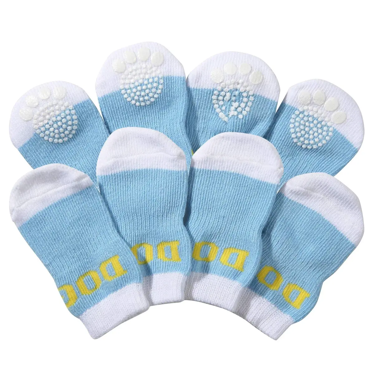 Pet Life Anti-Slippage Breathable Dog Socks Paw Protectors with Rubberized Micro Grips for Premium Traction - Set of 4 Small Blue and White - view 2