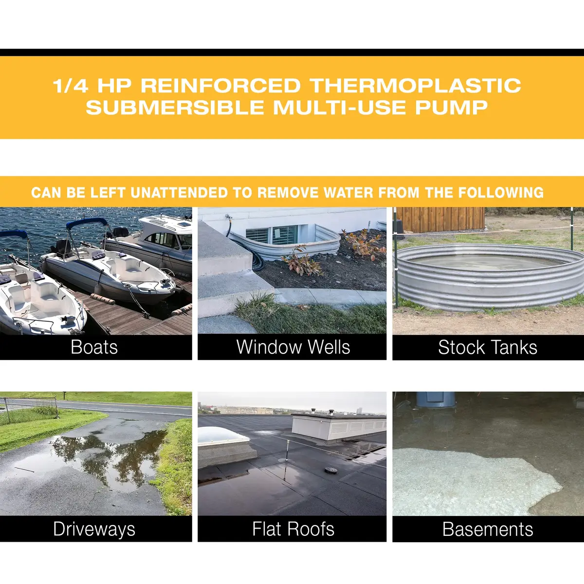 Wayne EEAUP250 1/4 HP Reinforced Thermoplastic Submersible Pump | Hands-Free Water Removal - view 5