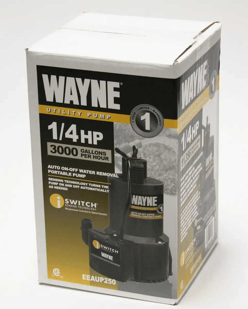 Wayne EEAUP250 1/4 HP Reinforced Thermoplastic Submersible Pump | Hands-Free Water Removal - view 2