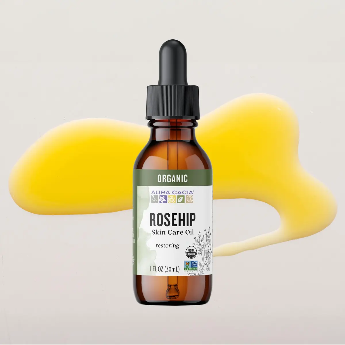 Aura Cacia Organic Rosehip Skin Care Oil 30ml (1 fl. oz.) | Restores Mature & Sun-Damaged Skin - view 5