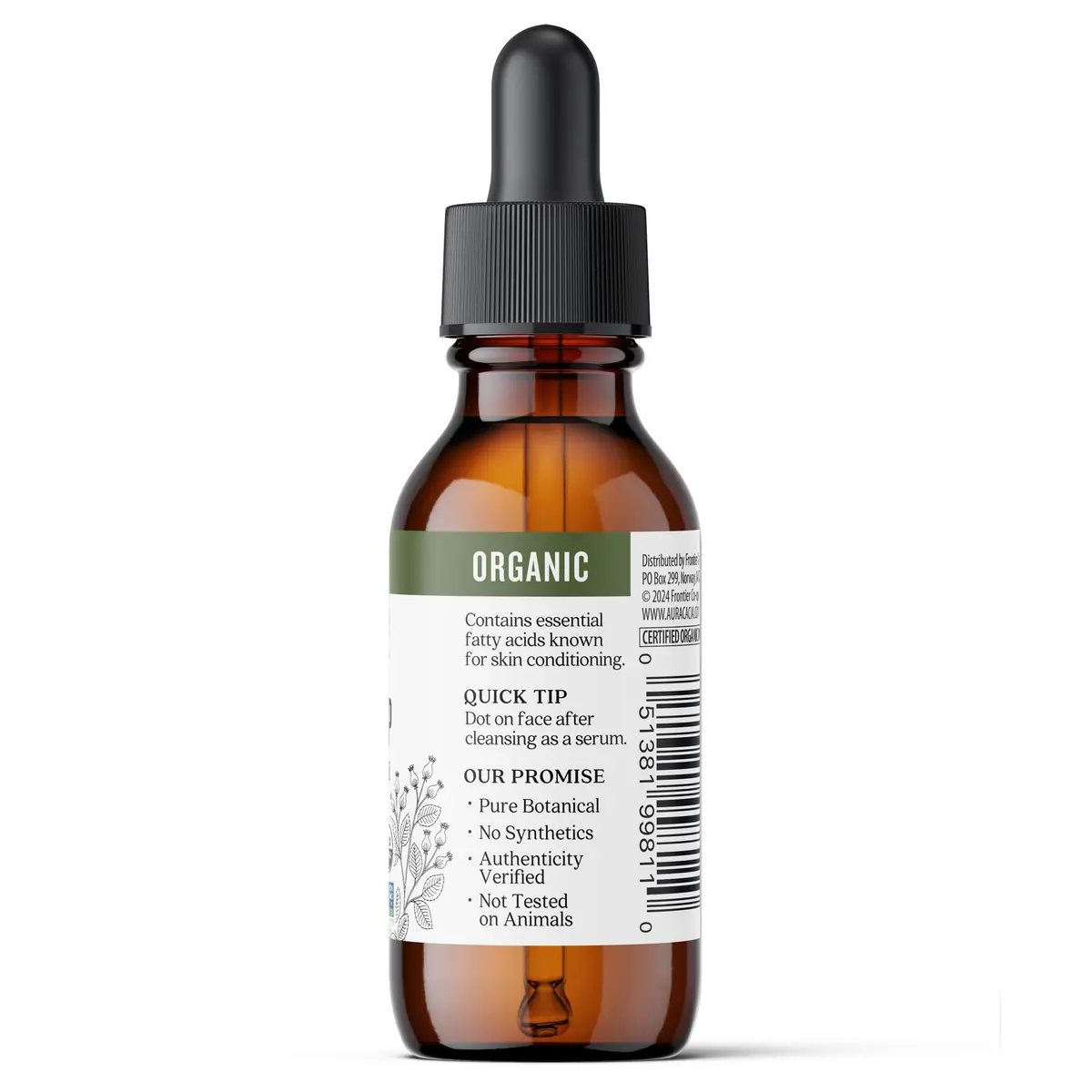 Aura Cacia Organic Rosehip Skin Care Oil 30ml (1 fl. oz.) | Restores Mature & Sun-Damaged Skin - view 3