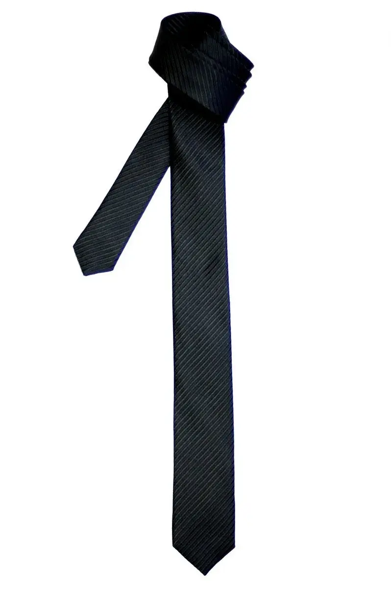 Retreez Skinny Tie with Stripe Textured - Black | 2 inch (5 cm) Width, 58 inch (148 cm) Length - main product image