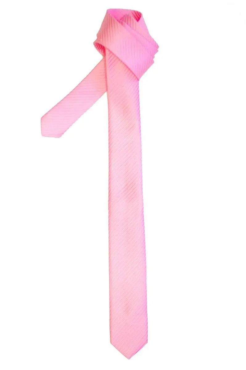 Retreez Skinny Tie with Stripe Textured - Pink | 2 inches (5 cm) Wide, 58 inches (148 cm) Long - main product image
