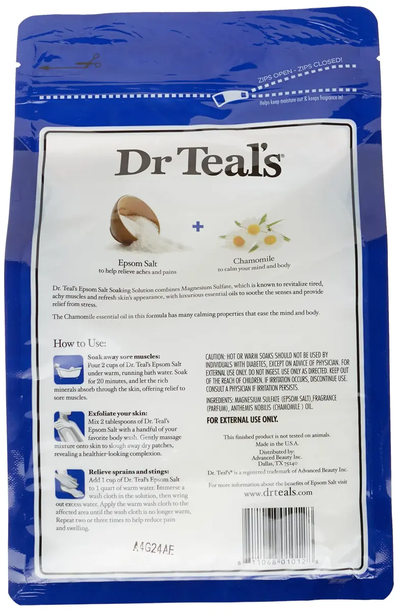 Dr Teal's Epsom Salt Soaking Solution Chamomile 48 Ounce | Soothes Muscles & Moisturizes Skin - view 2