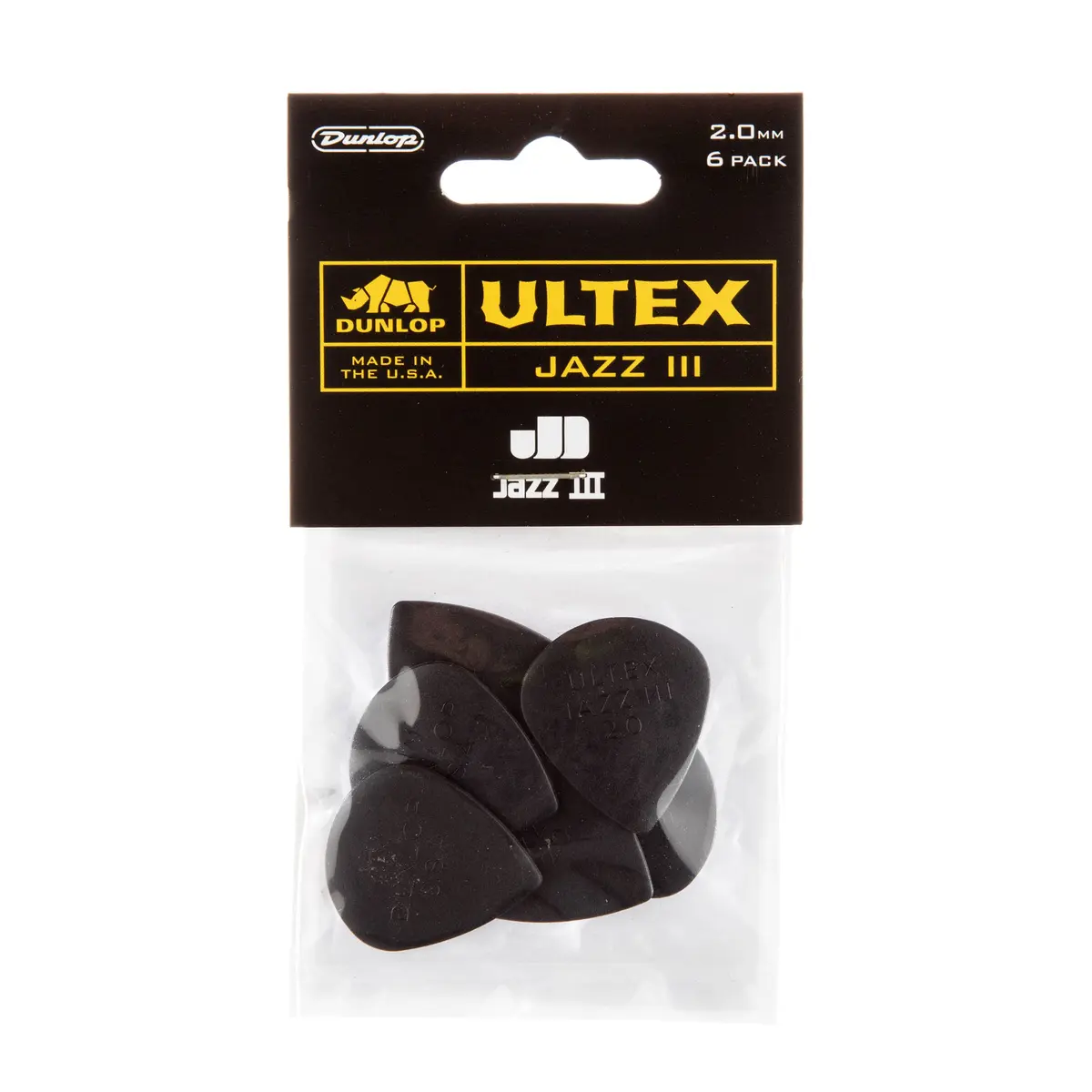 Jim Dunlop Ultex® Jazz III Pick 2.0MM | Durable, Sharp Attack, Lightweight for Guitarists - view 2