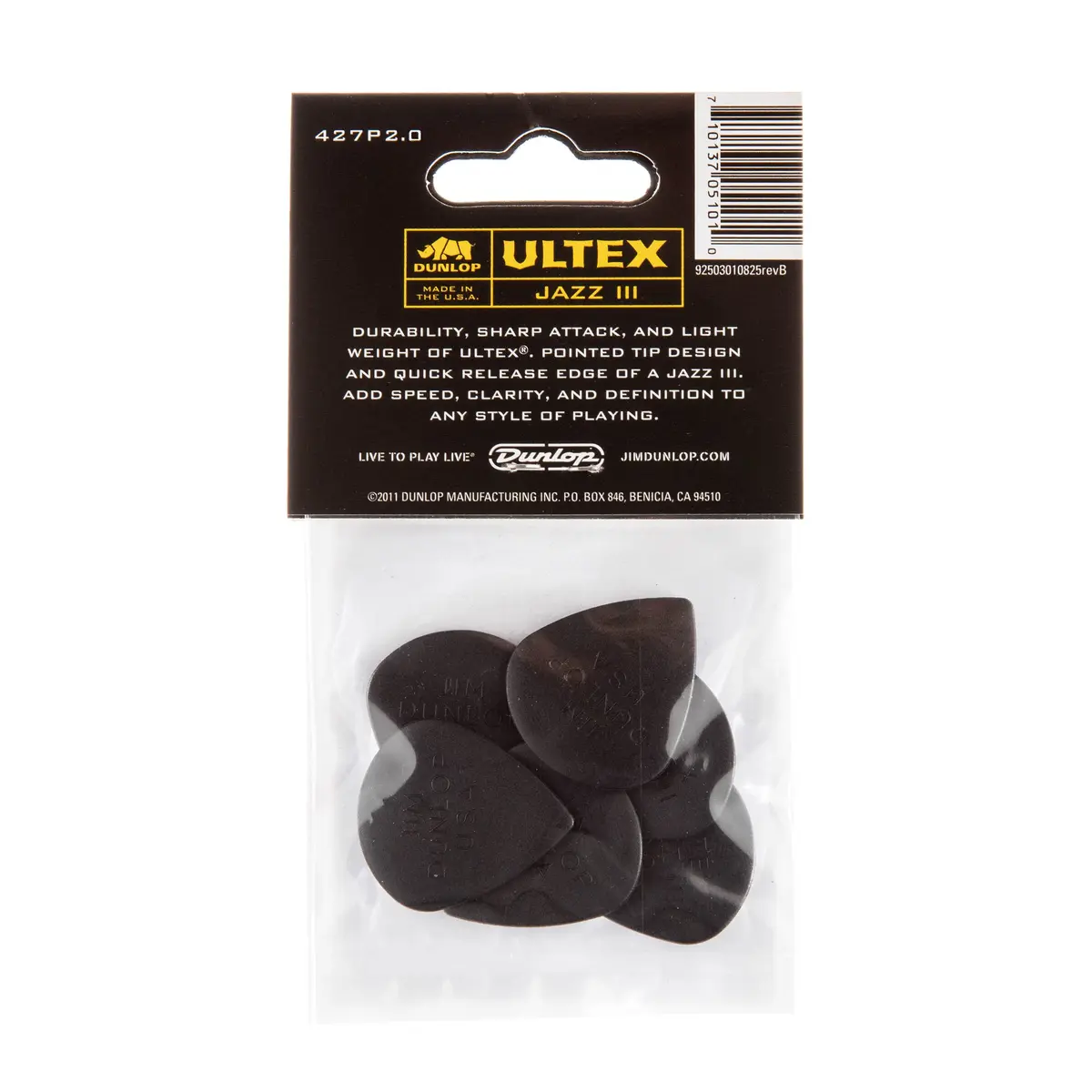 Jim Dunlop Ultex® Jazz III Pick 2.0MM | Durable, Sharp Attack, Lightweight for Guitarists - view 3
