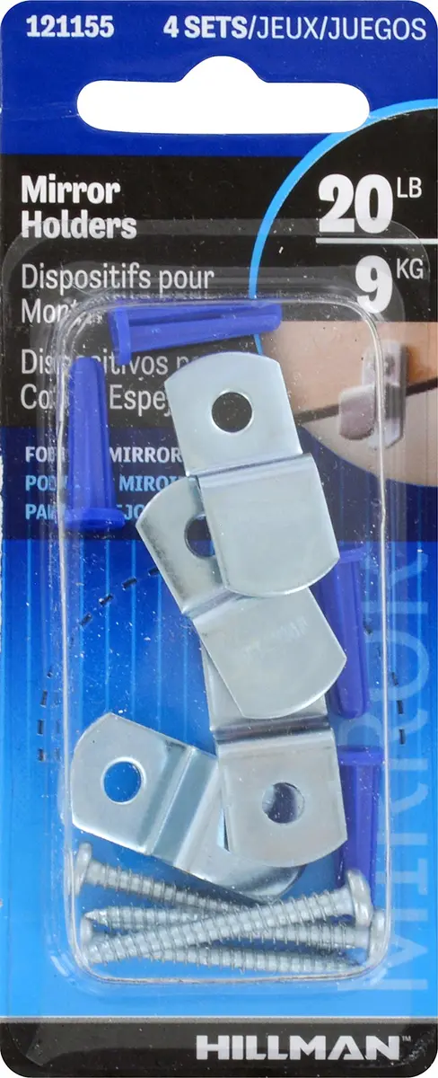 Hillman Metal Mirror Holder Kit Steel | Holds Mirrors Up to 20 lbs - view 2