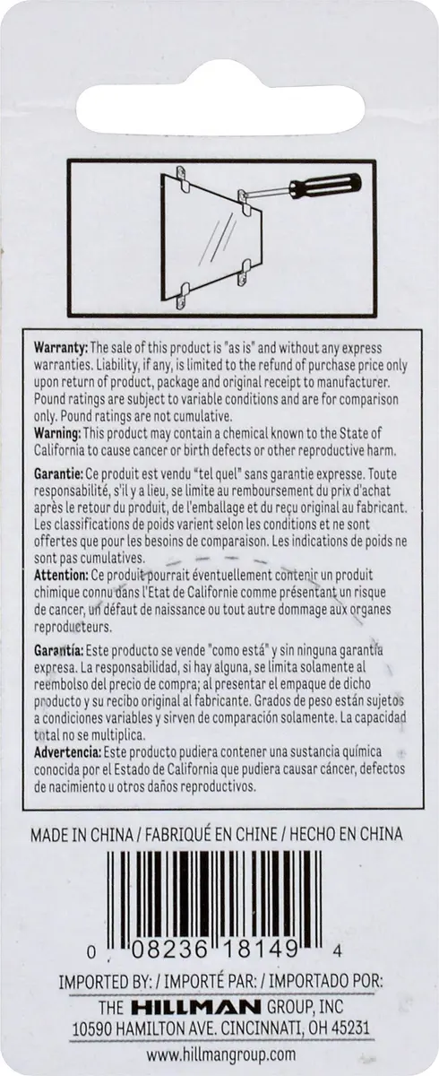 Hillman Metal Mirror Holder Kit Steel | Holds Mirrors Up to 20 lbs - view 3