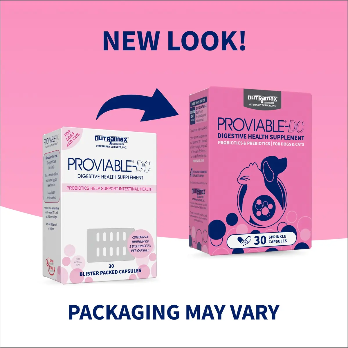 Nutramax Proviable Probiotics for Dogs & Cats Sprinkle Capsules 30 Count | Multi-Strain Gut Health Support - view 2