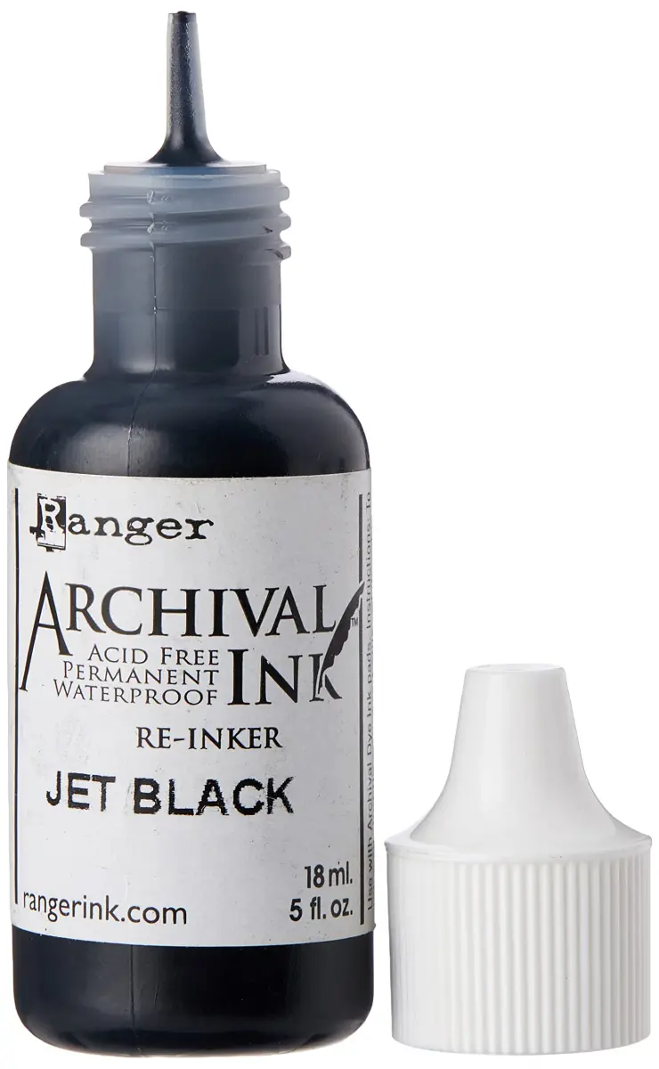 Ranger Archival Ink Pad Reinker Jet Black 140ml (4.7 Fl Oz) | Permanent Waterproof Dye Ink - view 3