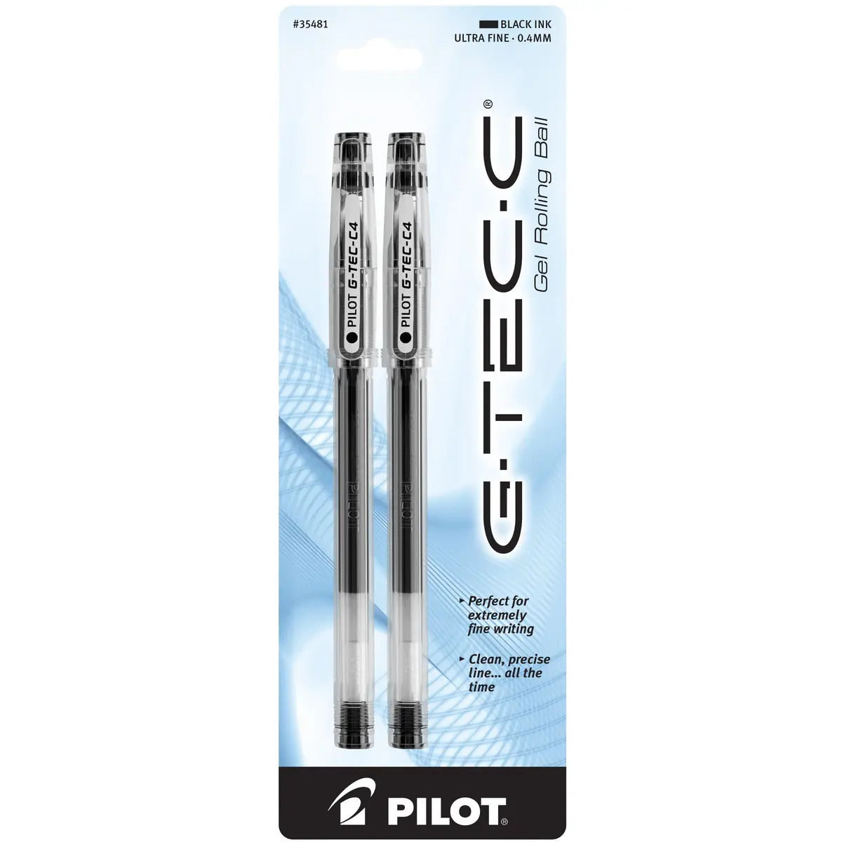 PILOT G-Tec-C Gel Ink Rolling Ball Pens Ultra Fine Point 0.4mm Black Ink 2-Pack | Smooth Ink Flow - main product image