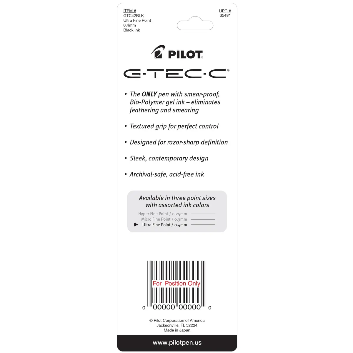 PILOT G-Tec-C Gel Ink Rolling Ball Pens Ultra Fine Point 0.4mm Black Ink 2-Pack | Smooth Ink Flow - view 2