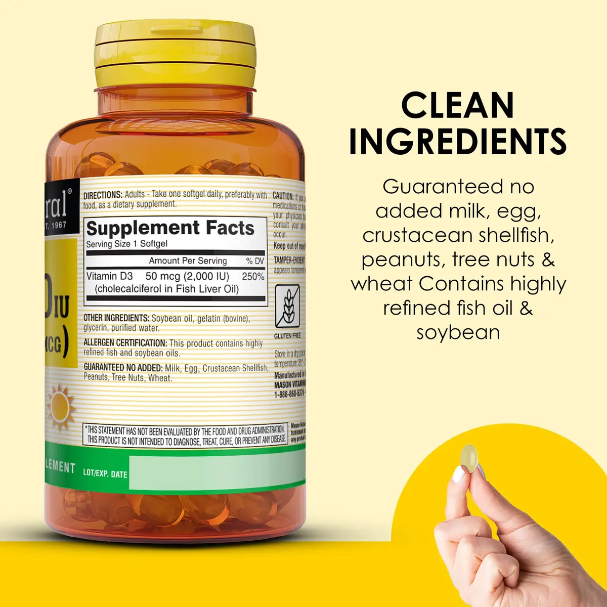 MASON NATURAL Vitamin D3 2000 IU Ultra Strength | Supports Bone & Immune Health (70-120 chars) - view 5