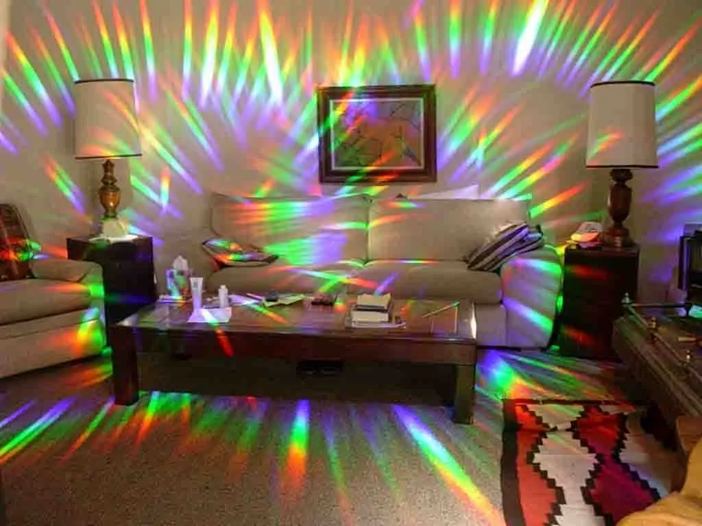Rainbow Symphony Rainbow Window Suncatcher – Prism Light Catcher for Windows Creates Vibrant Rainbows – 4" Hanging Sun Catcher with Axicon Pattern and Bonus Decal – Made in USA - view 4