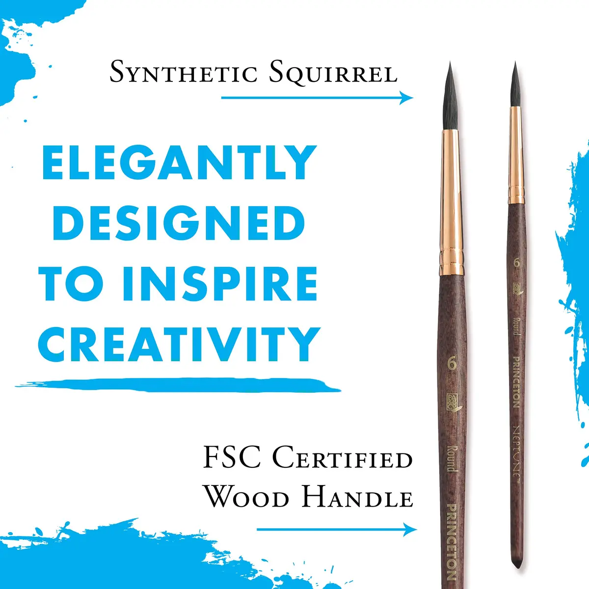 Princeton Neptune Round Brush Size 6 Synthetic Short Handle | Thirstiest Synthetic Watercolor Brush for Fine Details - view 4