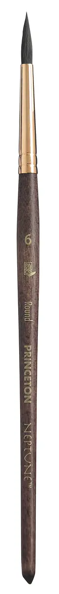 Princeton Neptune Round Brush Size 6 Synthetic Short Handle | Thirstiest Synthetic Watercolor Brush for Fine Details - main product image