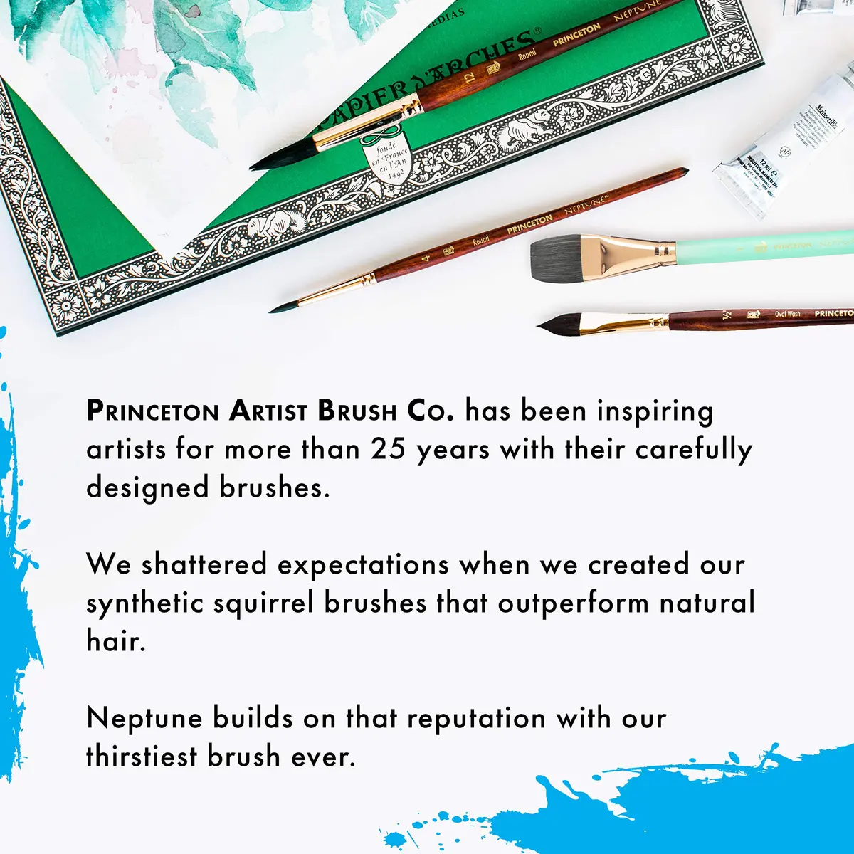 Princeton Neptune Round Brush Size 6 Synthetic Short Handle | Thirstiest Synthetic Watercolor Brush for Fine Details - view 7
