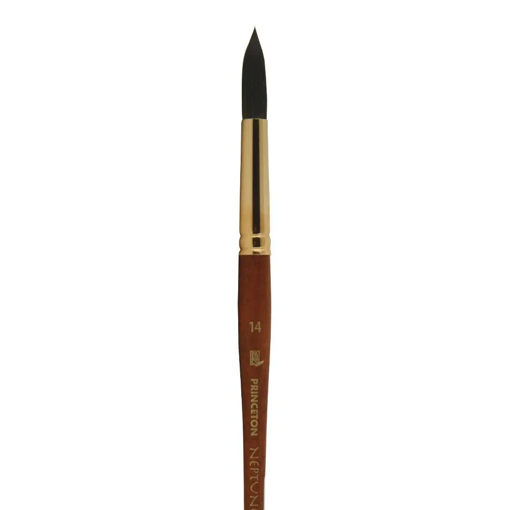 Princeton Neptune Round Brush Size 14 Synthetic Short Handle | Thirsty Bristles for Watercolor - view 2