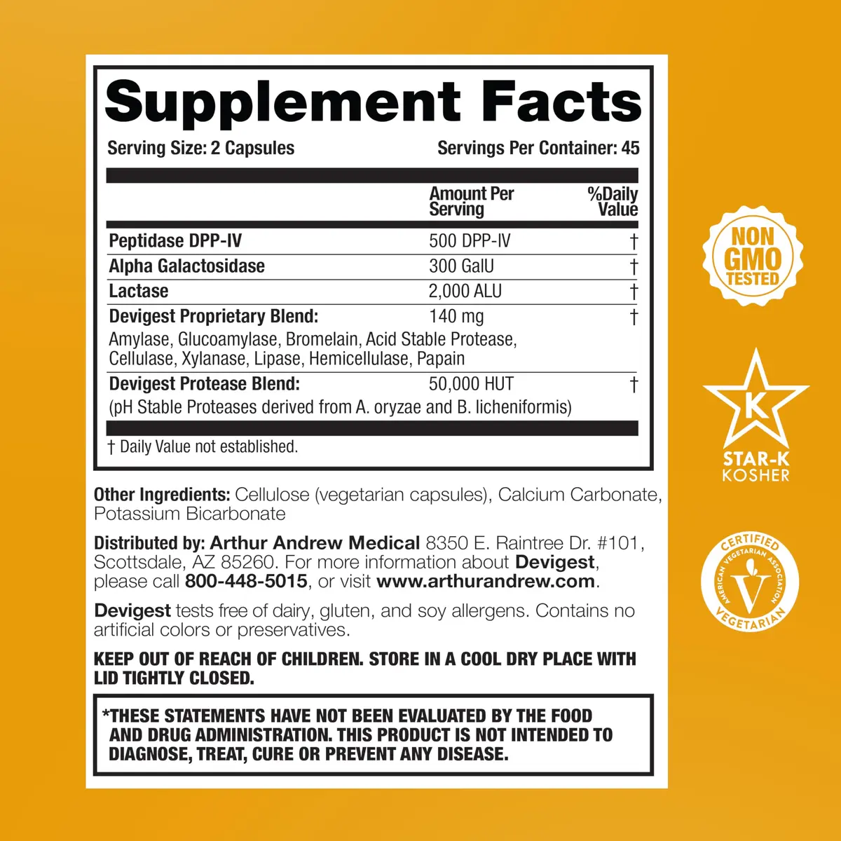 Arthur Andrew Medical Devigest ADS Digestive Support 90 Count | Advanced Digestive Support for Gluten, Casein, Lactose Intolerance - view 2