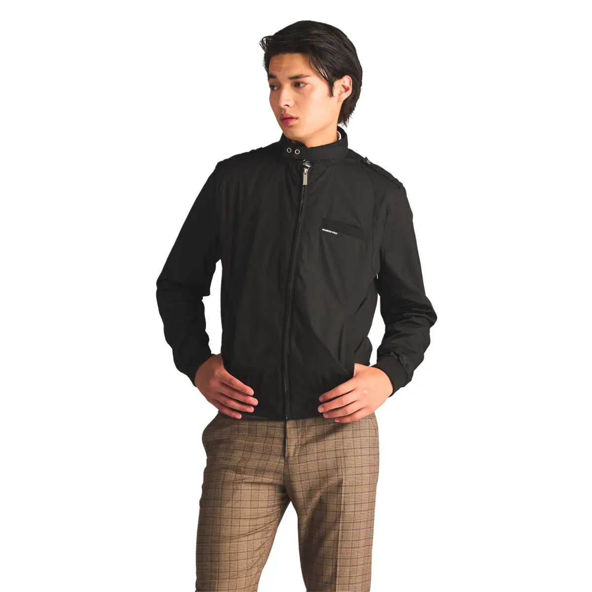 Members Only Classic Iconic Racer Jacket Slim Fit Black Medium | Water-Resistant Year-Round Wear - view 3