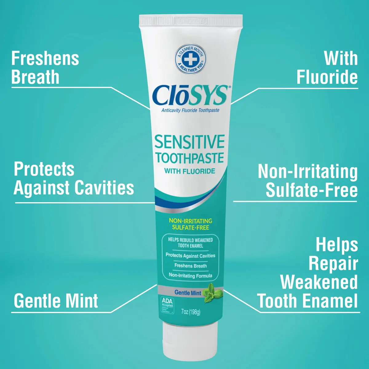 CloSYS SLS Free Toothpaste with Fluoride, 7 Ounce (198 g) Gentle Mint | Cavity Protection & Fresh Breath - view 4