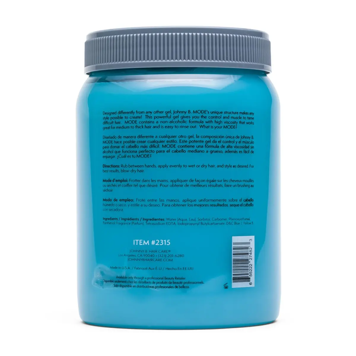 JOHNNY B. Mode Professional Hair Styling Gel, 64 Oz | Long Lasting, Alcohol-Free, No-Flake Control - view 3