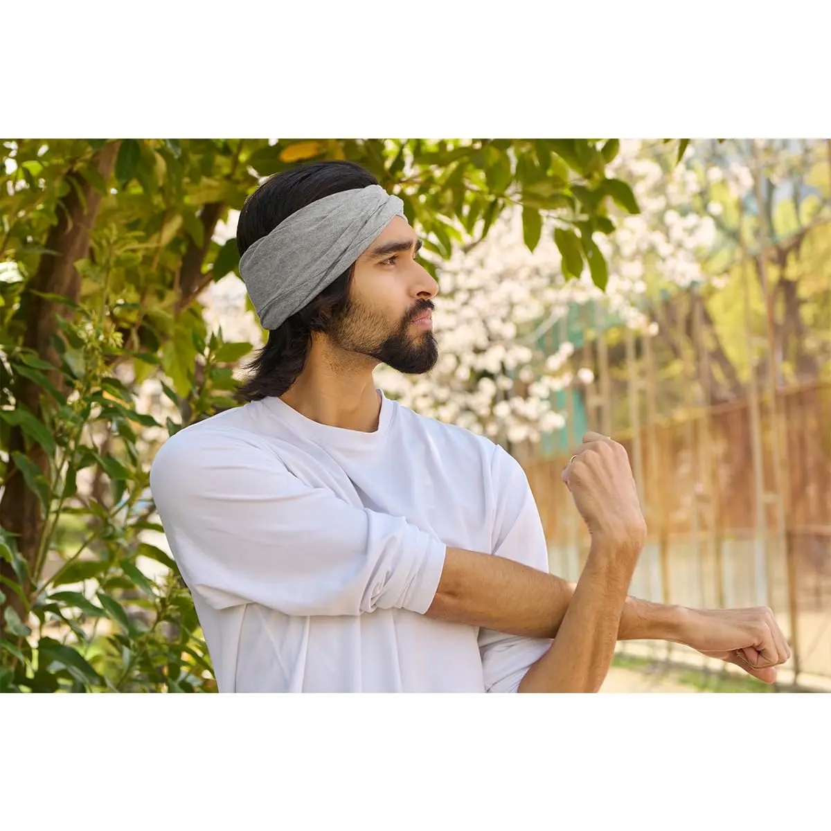 CHARM Organic Cotton Headband | Soft, UV-Resistant Yoga Hair Band for Sensitive Skin (8.3in x 5.9in) - view 8