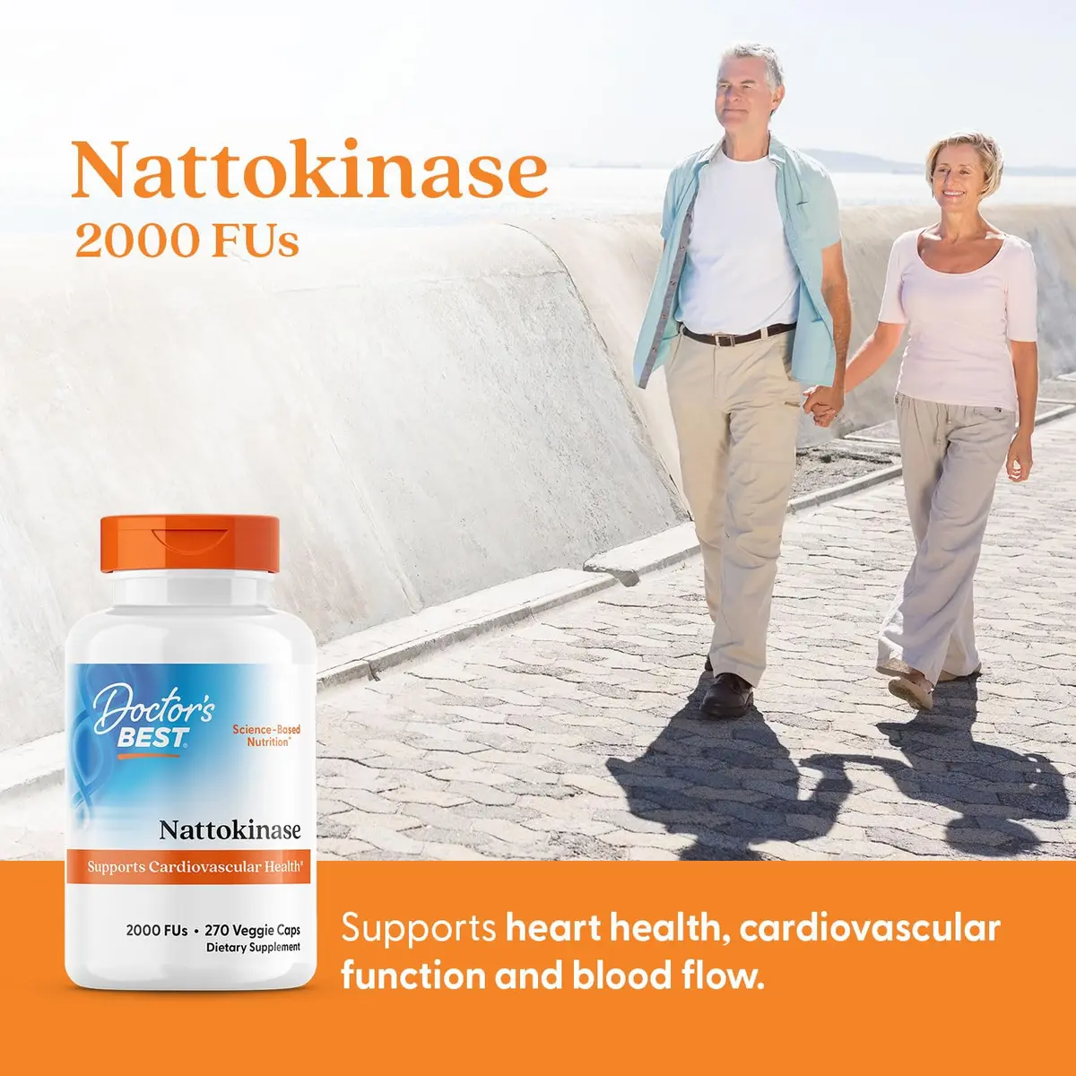 Doctor's BEST Nattokinase 2000 FU Veggie Capsules 270 Count | Supports Blood Flow & Heart Health - view 3