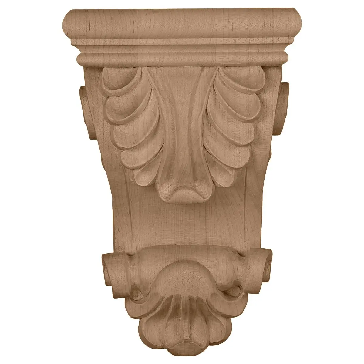 Ekena Millwork 6"W x 3 1/4"D x 8 1/4"H Thin Acanthus Leaf Corbel Alder | Load-Bearing Decorative Support - view 2