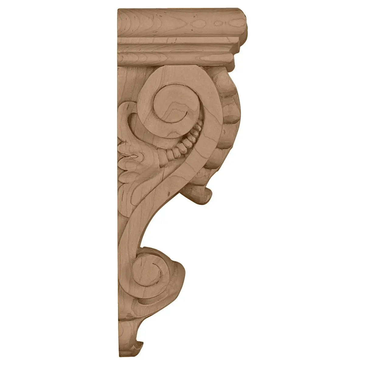 Ekena Millwork 6"W x 3 1/4"D x 8 1/4"H Thin Acanthus Leaf Corbel Alder | Load-Bearing Decorative Support - view 3