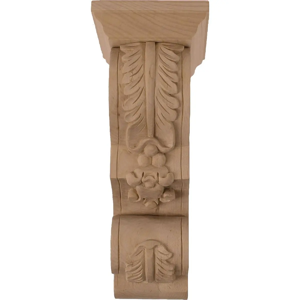 Ekena Millwork COR03X05X09FLLW 3 3/4-Inch W x 5 1/2-Inch D x 9 1/2-Inch H Small Floral Corbel, Lindenwood | Supports up to 250lbs - view 2
