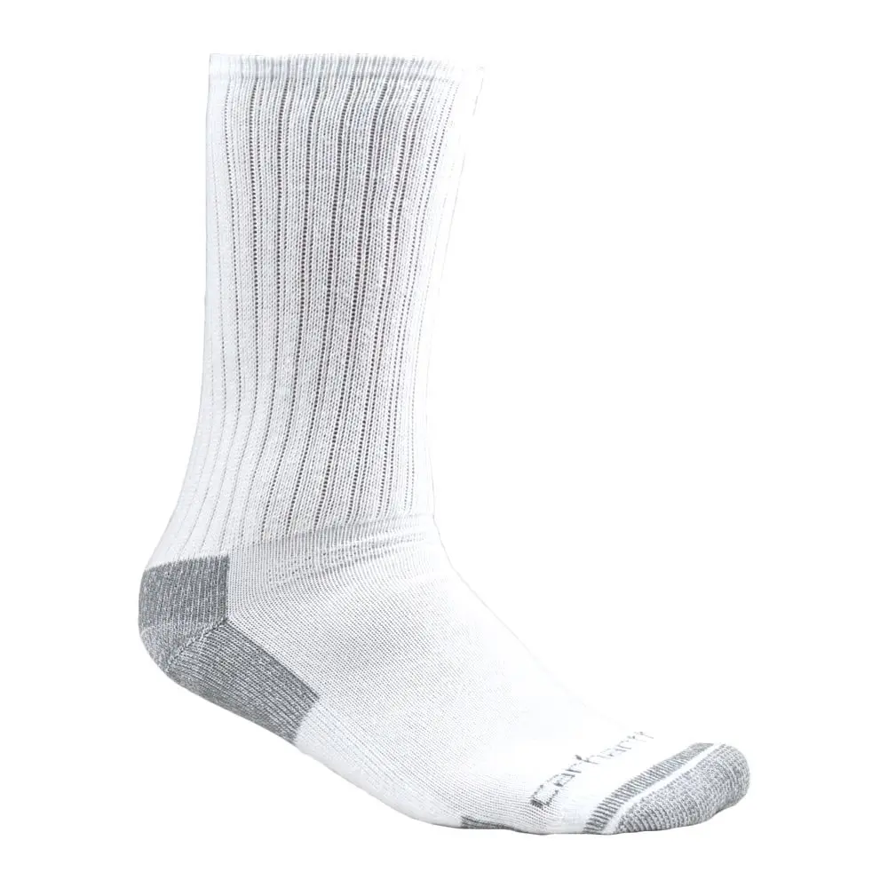 Carhartt All-Season Cotton Crew Work Socks, White | Breathable & Reinforced for Durability - main product image