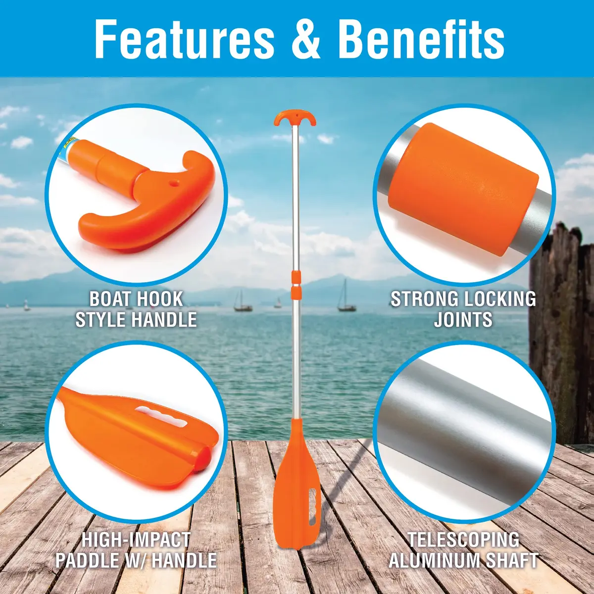 Seachoice Watercraft_Paddle 18-31 In. | Corrosion-Resistant Aluminum, Lightweight, Dual Purpose - view 2