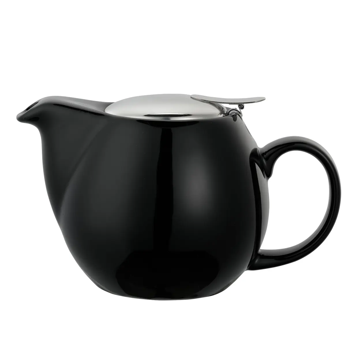 Service Ideas Ceramic Teapot with Removable Infuser 16 oz | Elegant Oval Design in Black - main product image