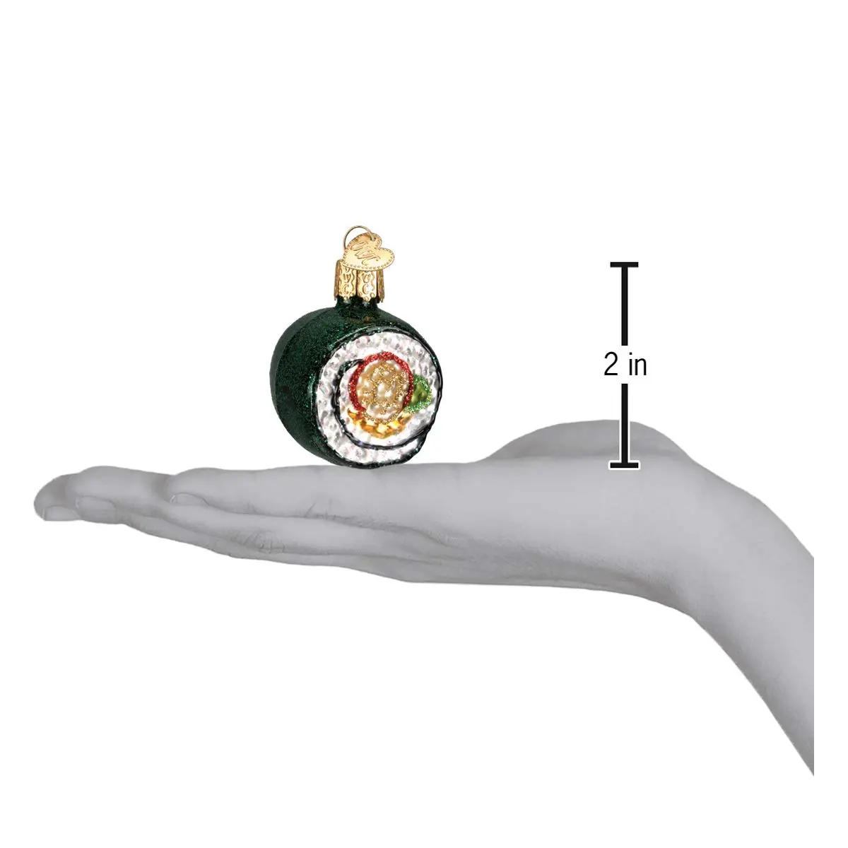 Old World Christmas Sushi Roll Glass Blown Ornament 2.25 x 2.25 | Whimsical holiday decor - view 3