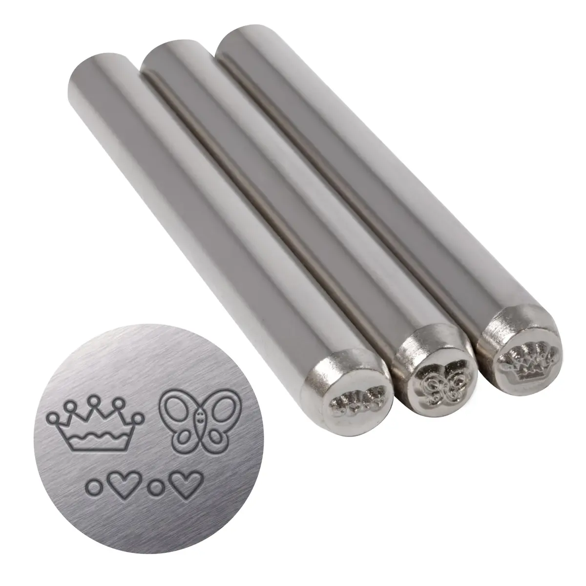 The Beadsmith Steel Design Stamps - Jewelry Stamping Tools, Whimsy Design, 3-Piece Set, 3.125 Inches w/ 5 mm Base | Personalize Soft Metals - main product image