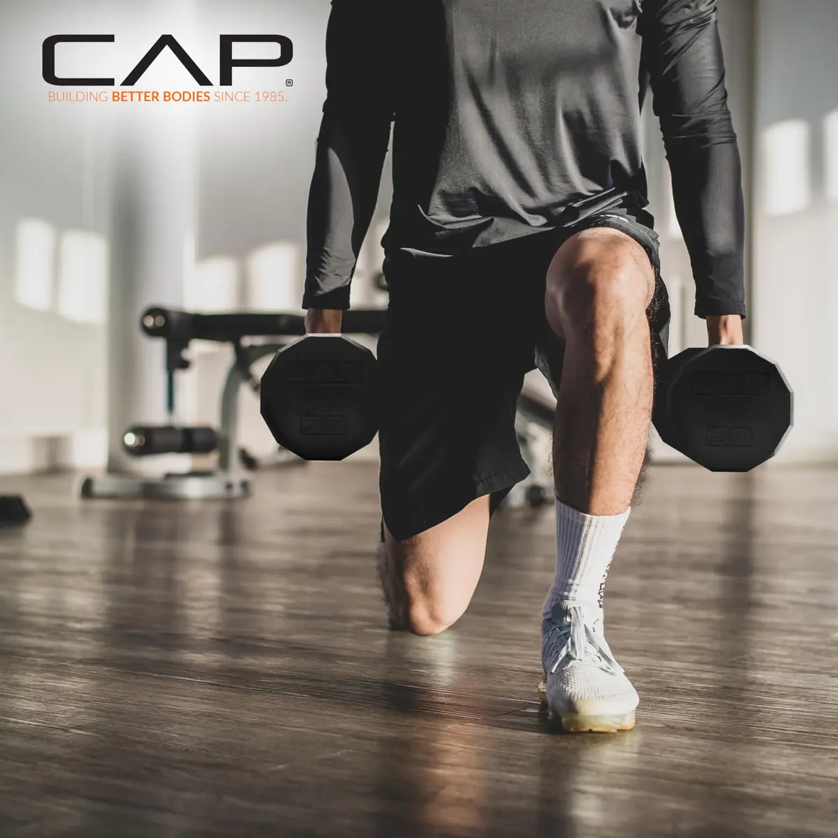 CAP 40lb Rubber Coated 12-Sided Dumbbell | Anti-Roll, Chrome Handle, Durable - view 5