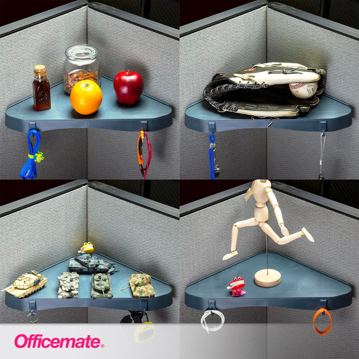 Officemate Verticalmate Corner Shelf Slate Gray 37cm (14.5in) | Mounts to Cubicle, Wall, or Metal Surfaces - view 6