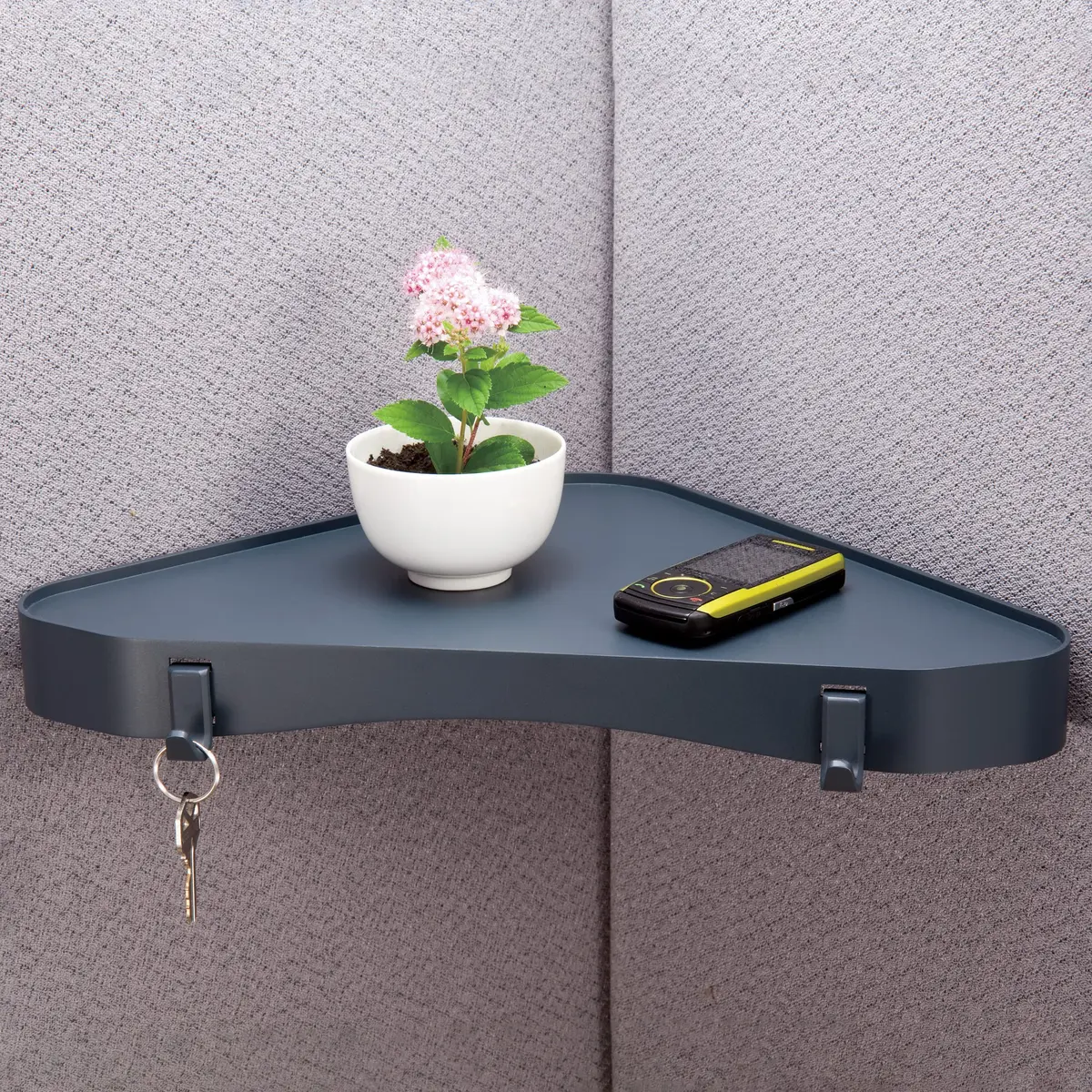 Officemate Verticalmate Corner Shelf Slate Gray 37cm (14.5in) | Mounts to Cubicle, Wall, or Metal Surfaces - view 5