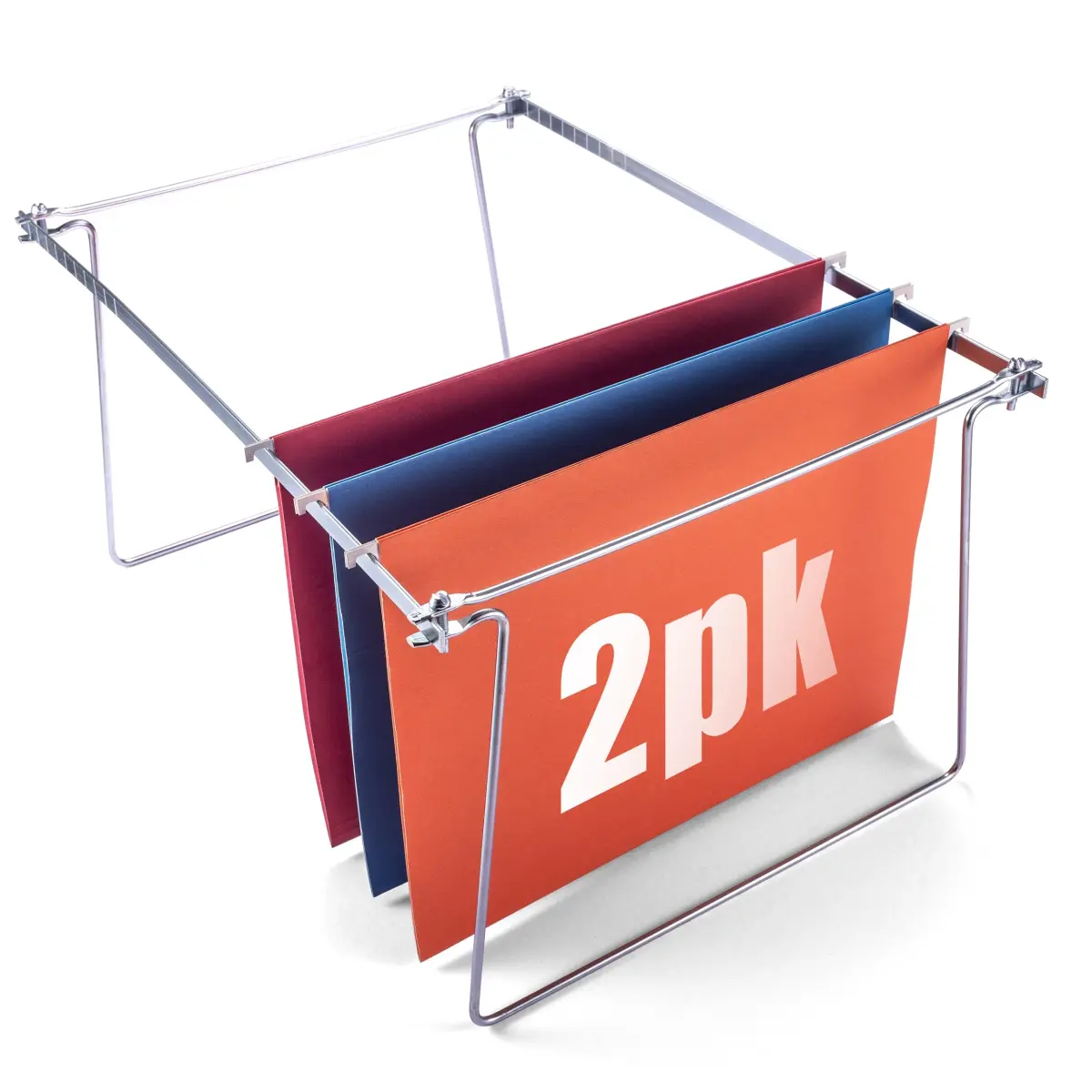 Officemate Adjustable Hanging File Frame Letter Size 35-45cm (14-18 Inches) 2-Pack Silver | Converts Drawers to Filing Systems - main product image